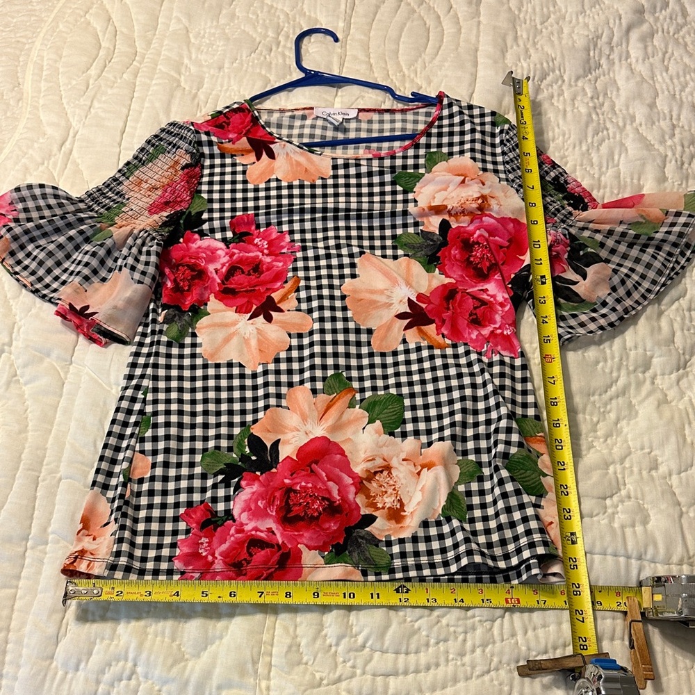 Calvin Klein Black and White Floral Blouse